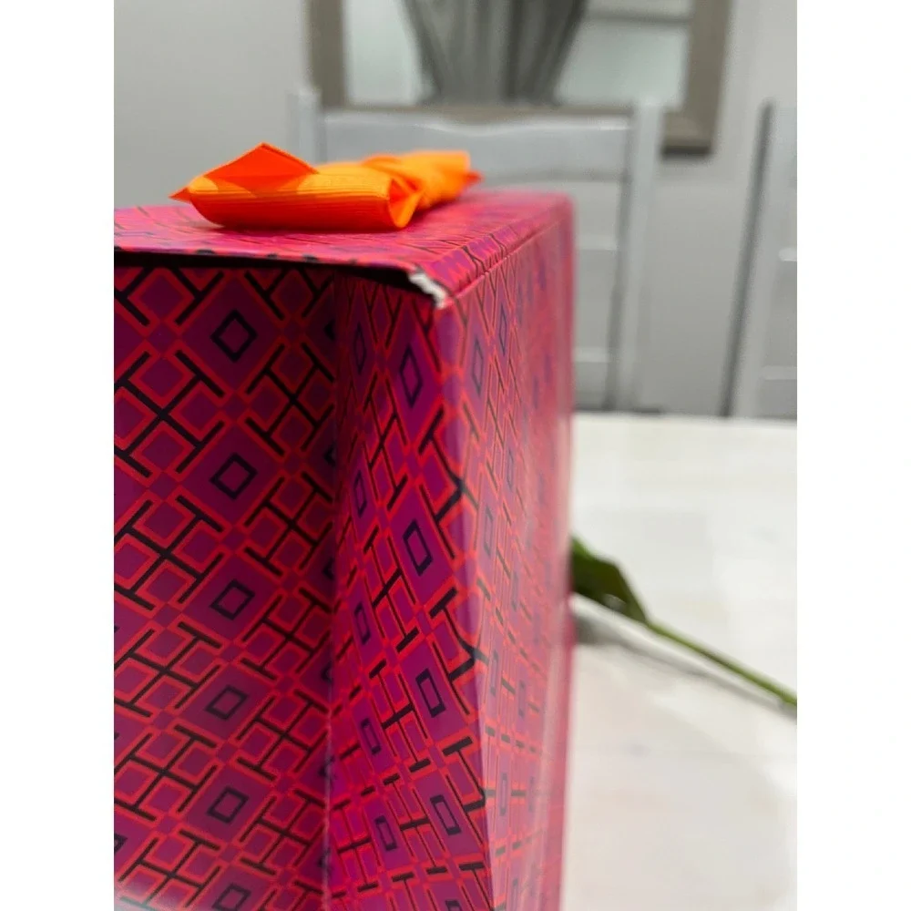 Tory‎ Burch Gift Bag Shopping Tote Orange Bow Pink Geometric Print
